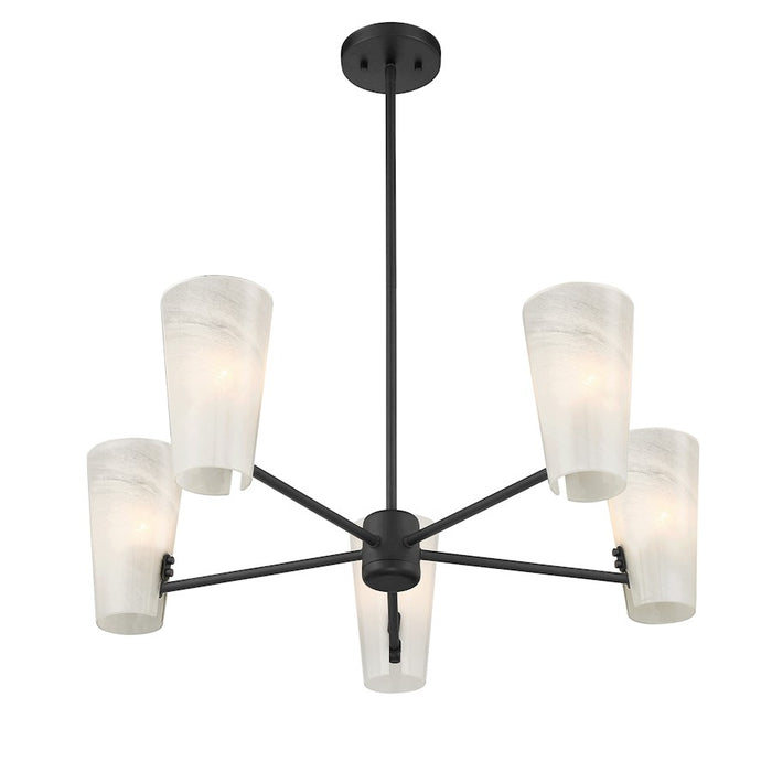 Savoy House Meridian 4Lt 30" Chandelier, Black/White Strie