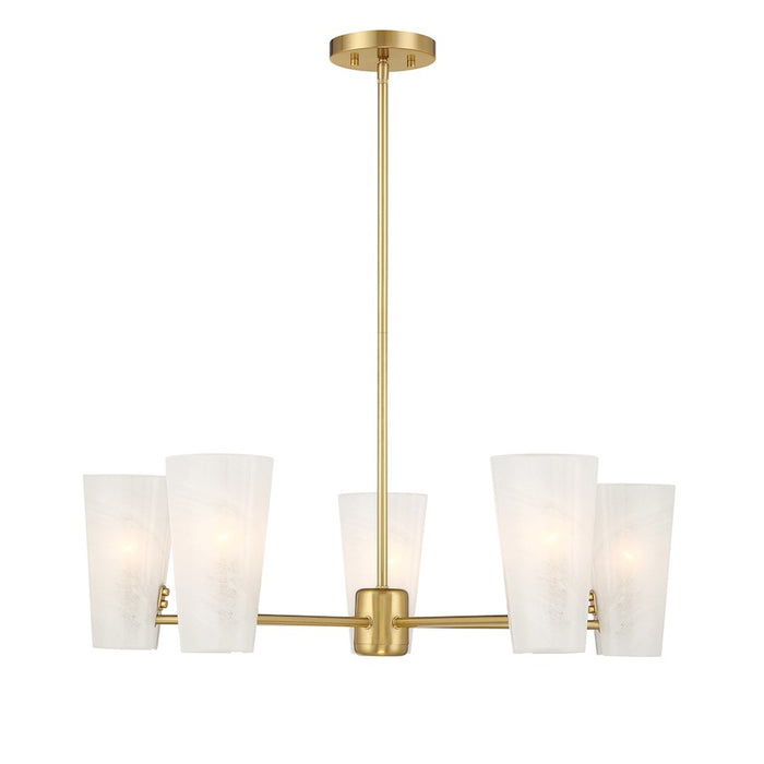 Savoy House Meridian 4Lt 30" Chandelier, Natural Brass/White Strie - M100130NB