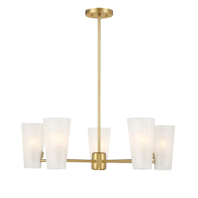 Savoy House Meridian 4Lt 30" Chandelier, Natural Brass/White Strie
