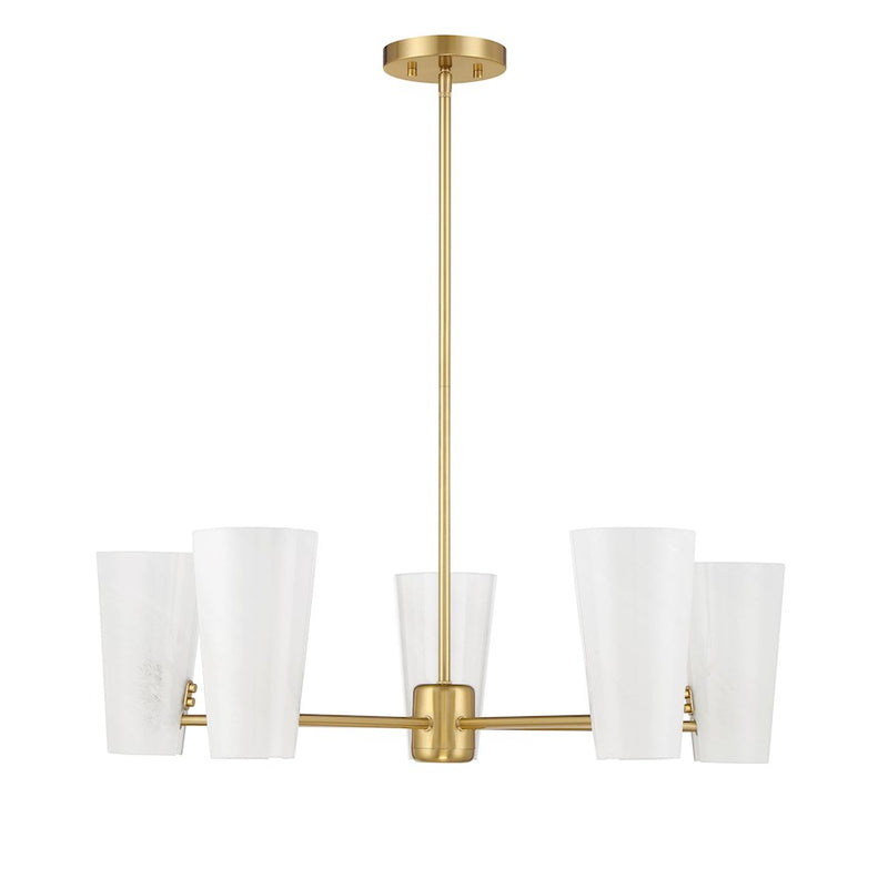 Savoy House Meridian 4Lt 30" Chandelier, Natural Brass/White Strie