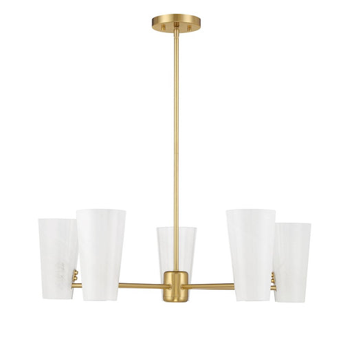 Savoy House Meridian 4Lt 30" Chandelier, Natural Brass/White Strie