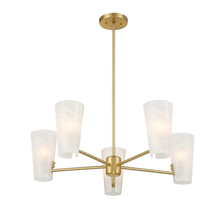 Savoy House Meridian 4Lt 30" Chandelier, Natural Brass/White Strie