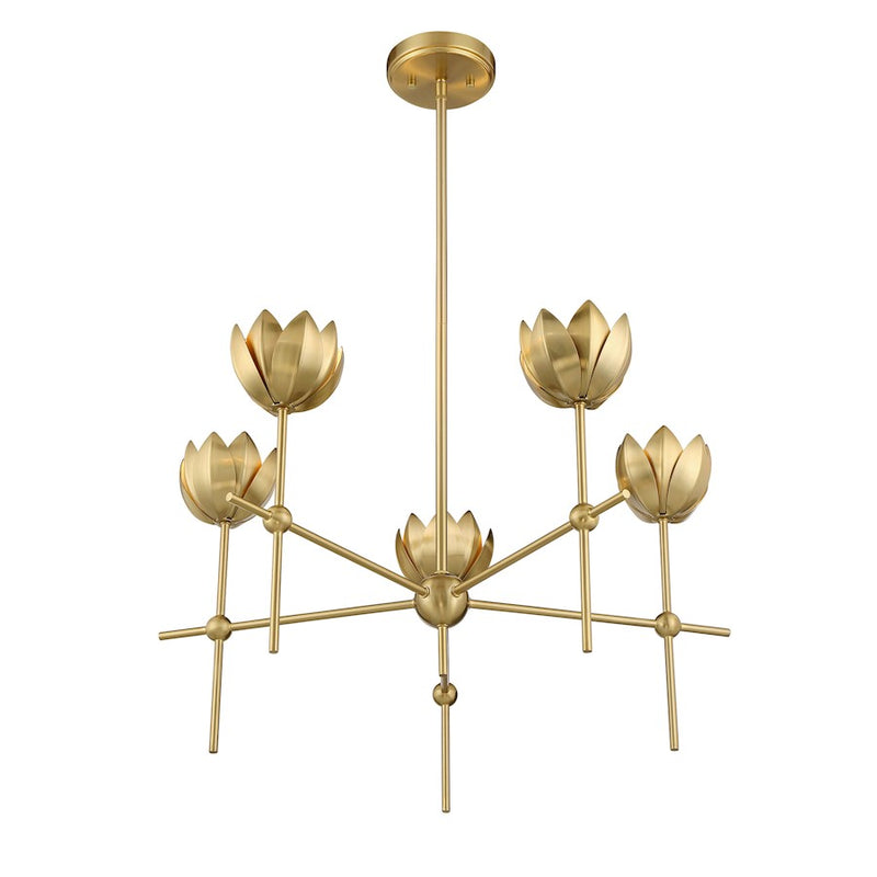 Savoy House Meridian 5Lt 26" Chandelier, Natural Brass