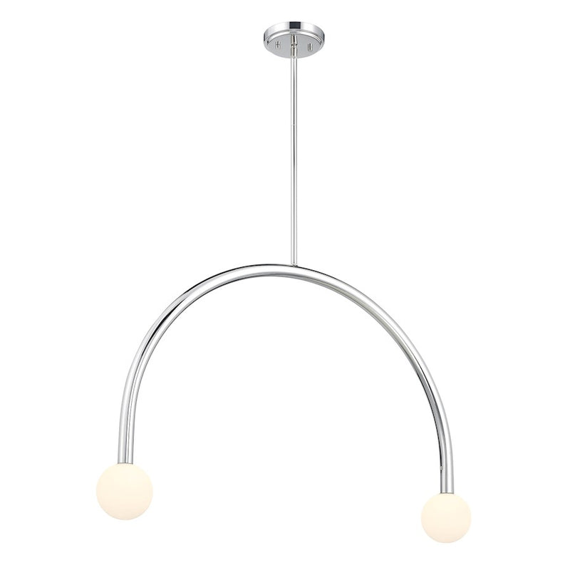 Savoy House Meridian 2Lt Chandelier, Chrome/White Opal