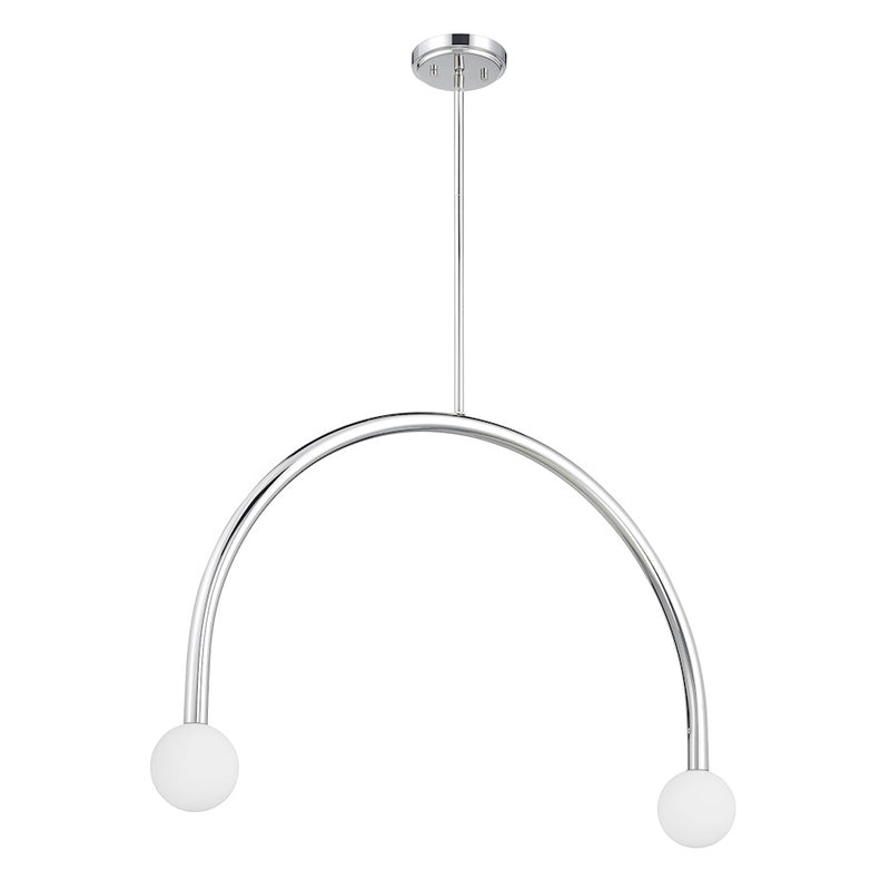 Savoy House Meridian 2Lt Chandelier, Chrome/White Opal
