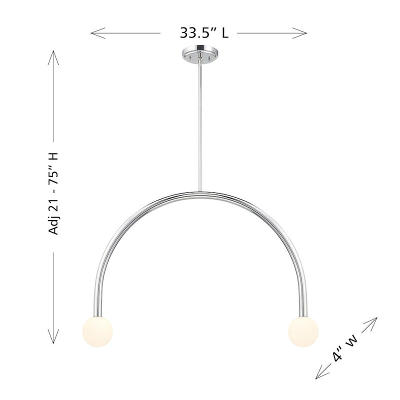 Savoy House Meridian 2Lt Chandelier, Chrome/White Opal