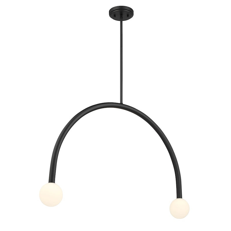 Savoy House Meridian 2Lt 4" Chandelier, Black/White Opal