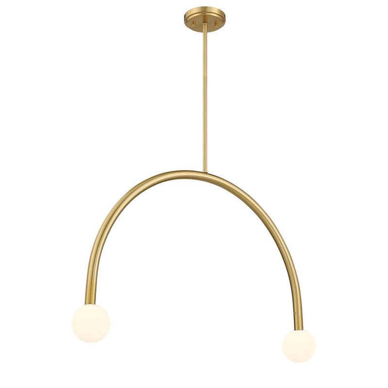 Savoy House Meridian 2Lt 4" Chandelier, Natural Brass/White Opal