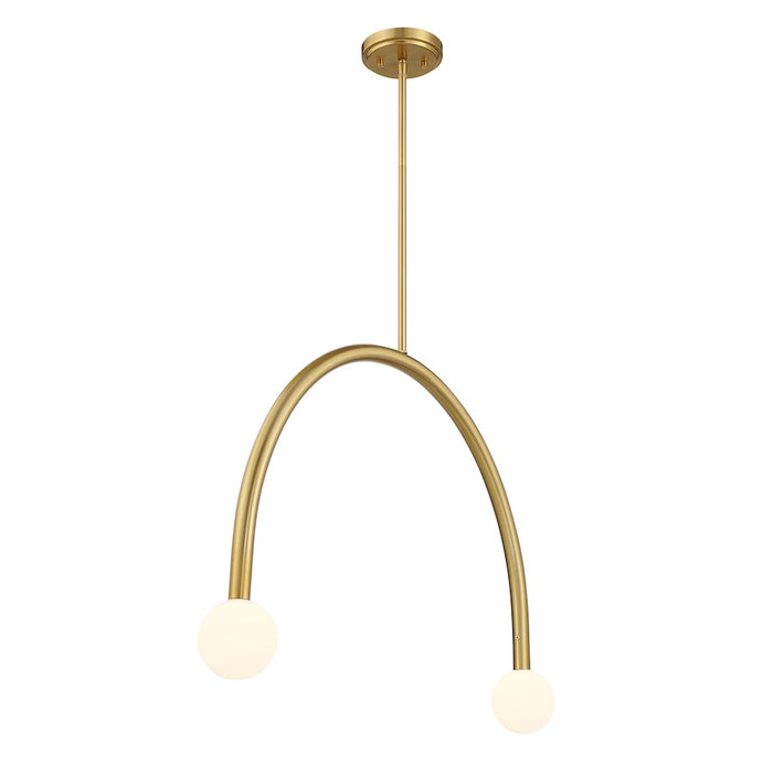 Savoy House Meridian 2Lt 4" Chandelier, Natural Brass/White Opal