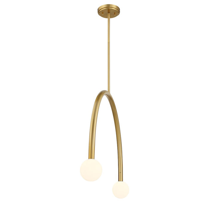 Savoy House Meridian 2Lt 4" Chandelier, Natural Brass/White Opal