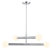 Savoy House Meridian 4Lt Chandelier, Chrome/White Opal - M100133CH