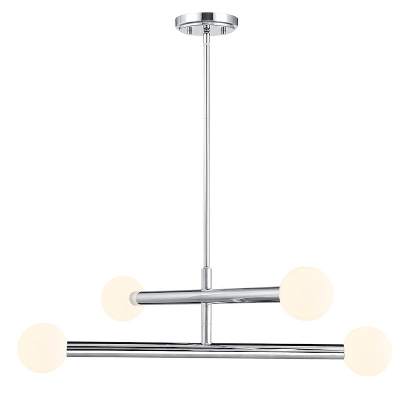 Savoy House Meridian 4Lt Chandelier, Chrome/White Opal