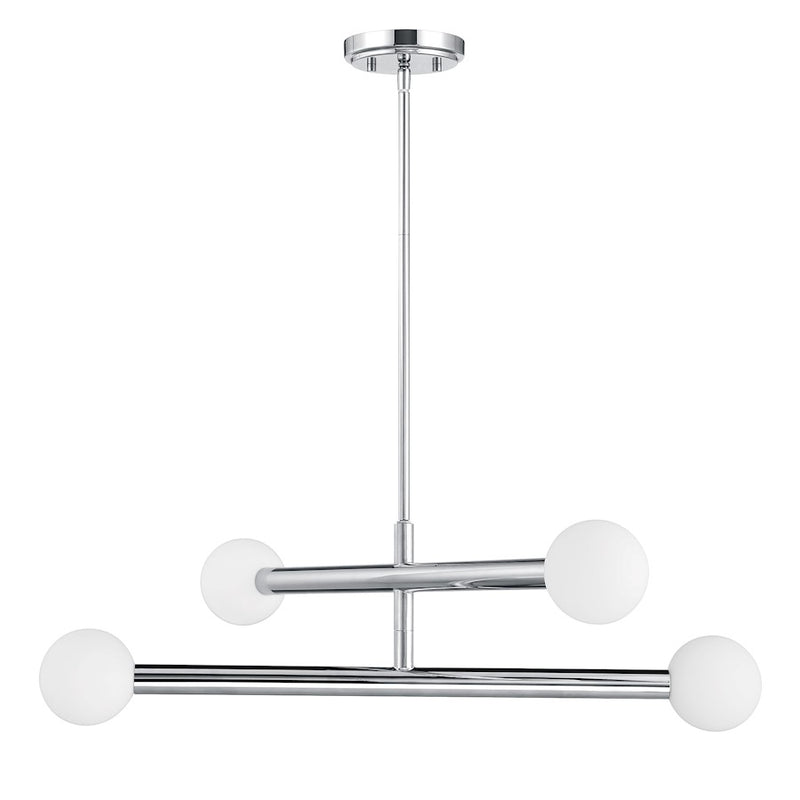 Savoy House Meridian 4Lt Chandelier, Chrome/White Opal