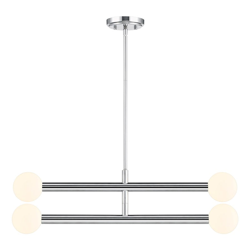 Savoy House Meridian 4Lt Chandelier, Chrome/White Opal
