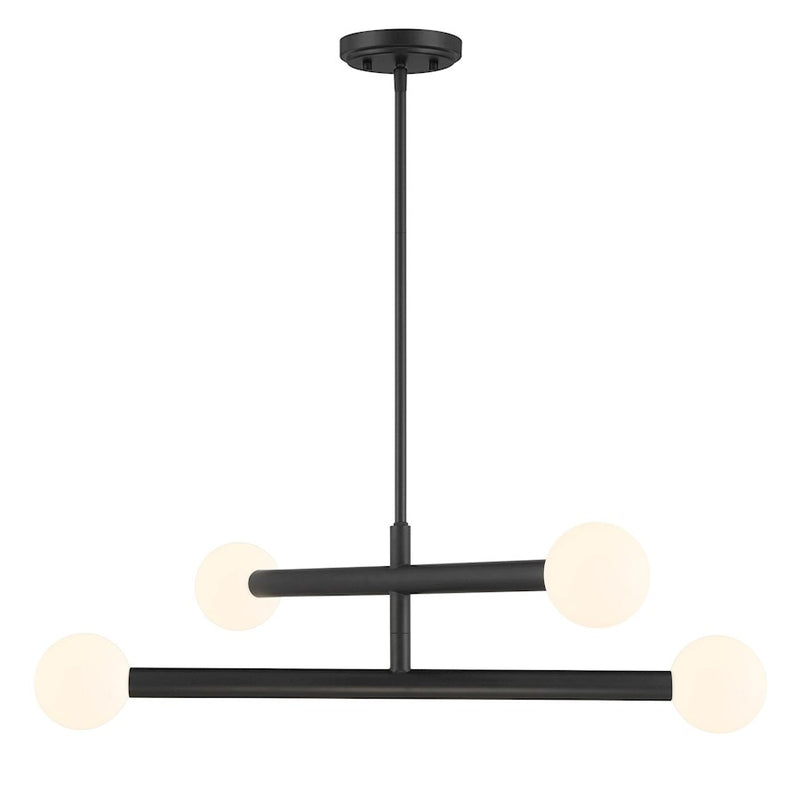 Savoy House Meridian 4Lt 30" Chandelier, Black/White Opal