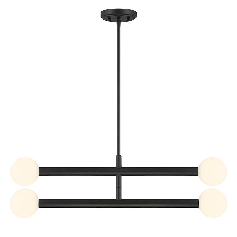 Savoy House Meridian 4Lt 30" Chandelier, Black/White Opal