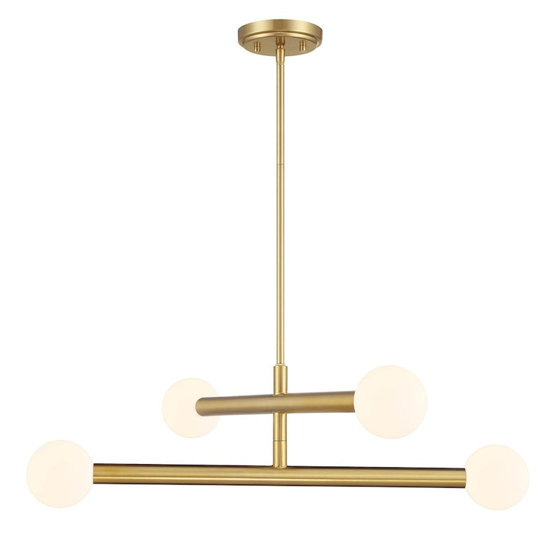 Savoy House Meridian 4Lt 30" Chandelier, Natural Brass/White Opal