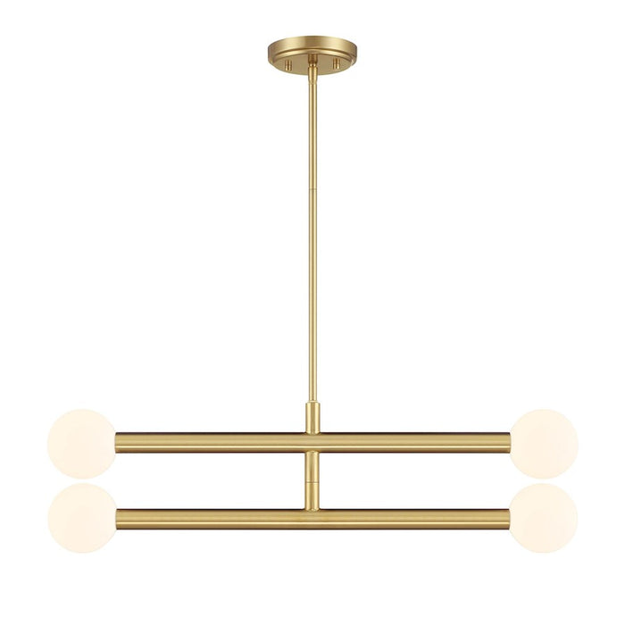 Savoy House Meridian 4Lt 30" Chandelier, Natural Brass/White Opal