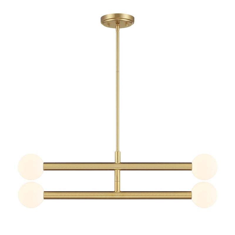 Savoy House Meridian 4Lt 30" Chandelier, Natural Brass/White Opal