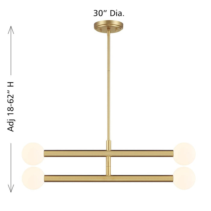 Savoy House Meridian 4Lt 30" Chandelier, Natural Brass/White Opal