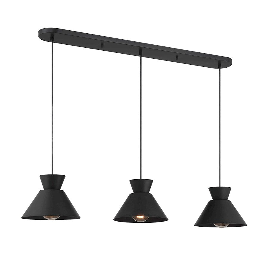 Savoy House Meridian 3Lt 9" Linear Chandelier, Black - M100134MBK