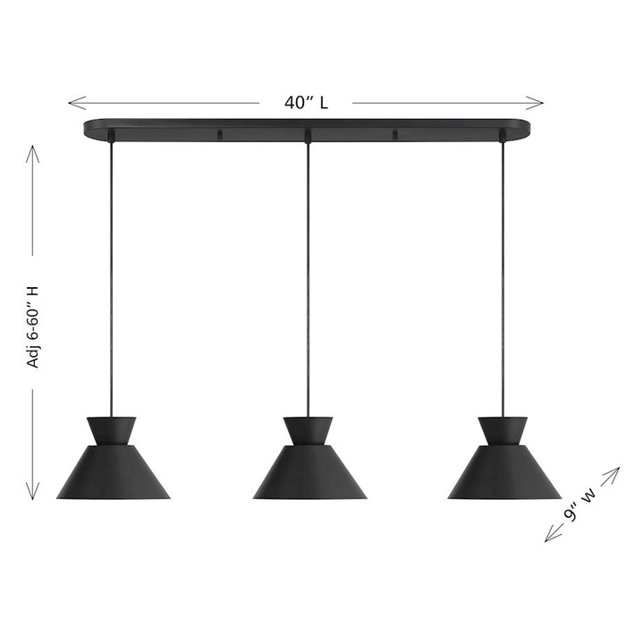 Savoy House Meridian 3Lt 9" Linear Chandelier, Black