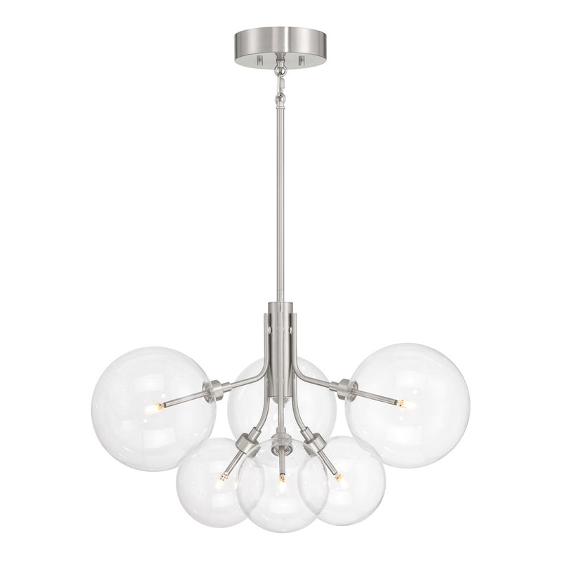 Savoy House Meridian 6Lt Chandelier, Brushed Nickel/Clear
