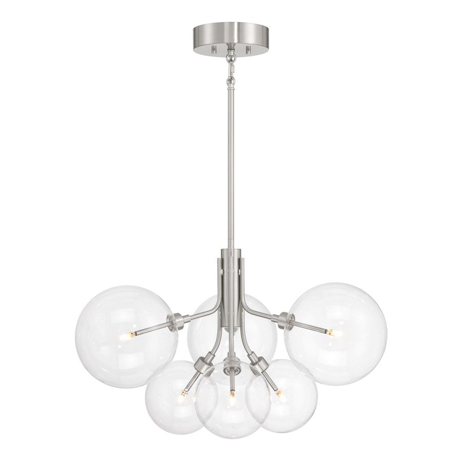 Savoy House Meridian 6Lt Chandelier, Brushed Nickel/Clear - M100135BN