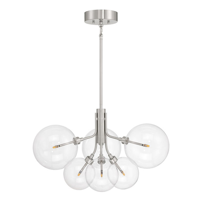 Savoy House Meridian 6Lt Chandelier, Brushed Nickel/Clear