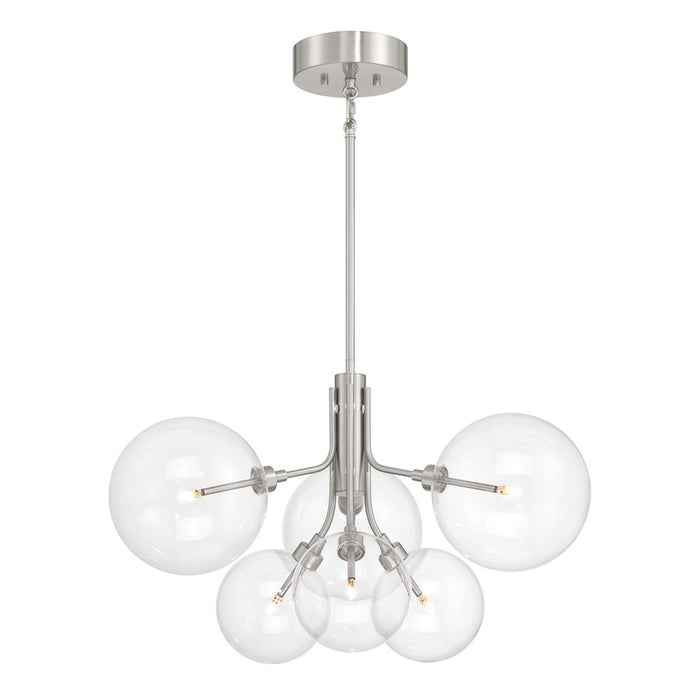 Savoy House Meridian 6Lt Chandelier, Brushed Nickel/Clear