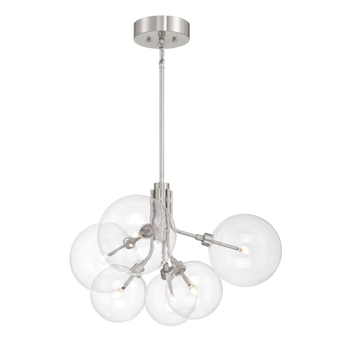 Savoy House Meridian 6Lt Chandelier, Brushed Nickel/Clear