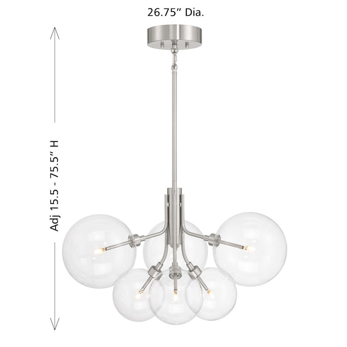 Savoy House Meridian 6Lt Chandelier, Brushed Nickel/Clear