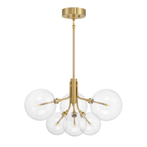 Savoy House Meridian 6Lt Chandelier, Natural Brass/Clear