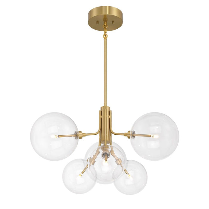 Savoy House Meridian 6Lt Chandelier, Natural Brass/Clear