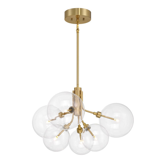 Savoy House Meridian 6Lt Chandelier, Natural Brass/Clear