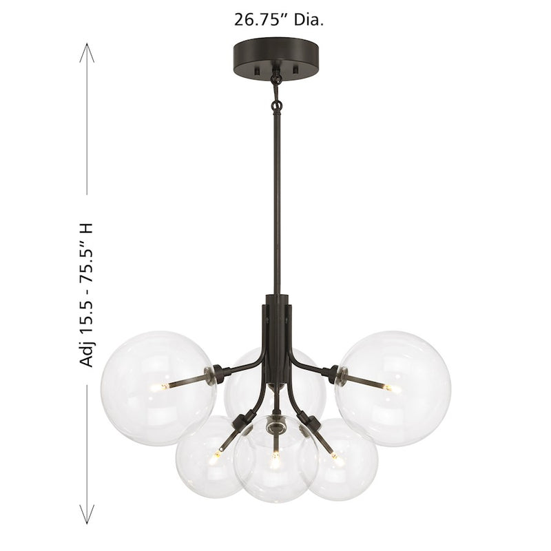 Savoy House Meridian 6Lt Chandelier, Oil Rubbed Bronze/Clear