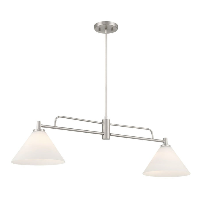 Savoy House Meridian 2Lt Chandelier, Brushed Nickel/White Opal - M100136BN