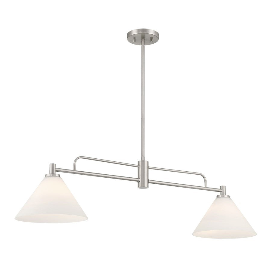 Savoy House Meridian 2Lt Chandelier, Brushed Nickel/White Opal - M100136BN