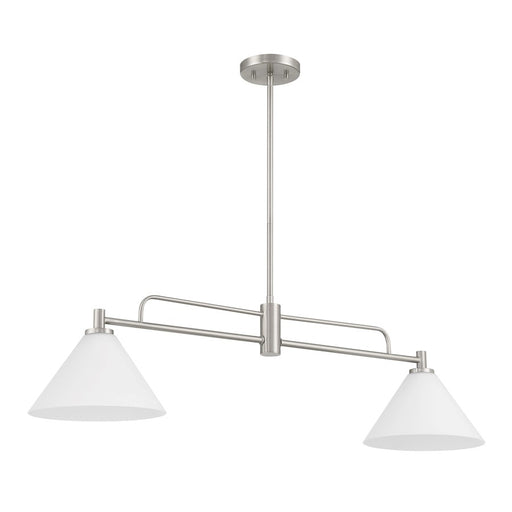 Savoy House Meridian 2Lt Chandelier, Brushed Nickel/White Opal