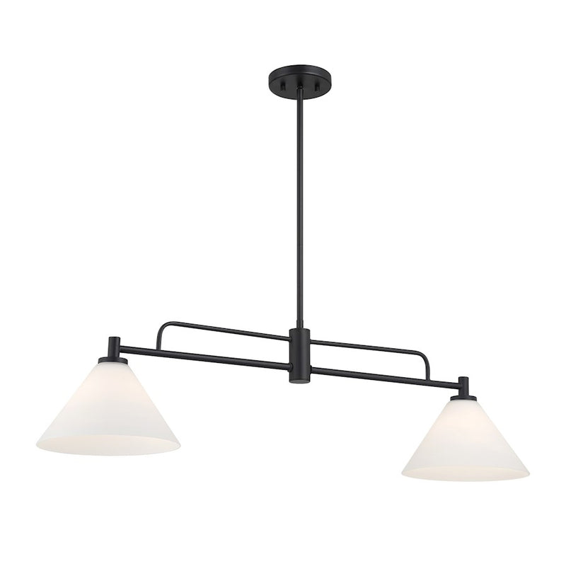 Savoy House Meridian 2Lt 10" Chandelier, Black/White Opal - M100136MBK