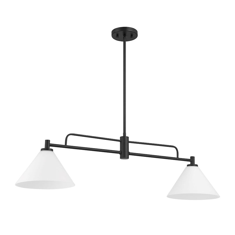 Savoy House Meridian 2Lt 10" Chandelier, Black/White Opal