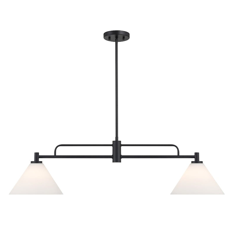 Savoy House Meridian 2Lt 10" Chandelier, Black/White Opal
