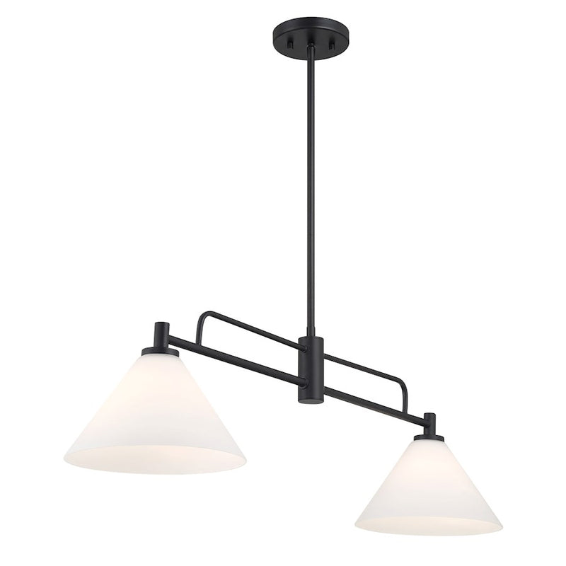 Savoy House Meridian 2Lt 10" Chandelier, Black/White Opal