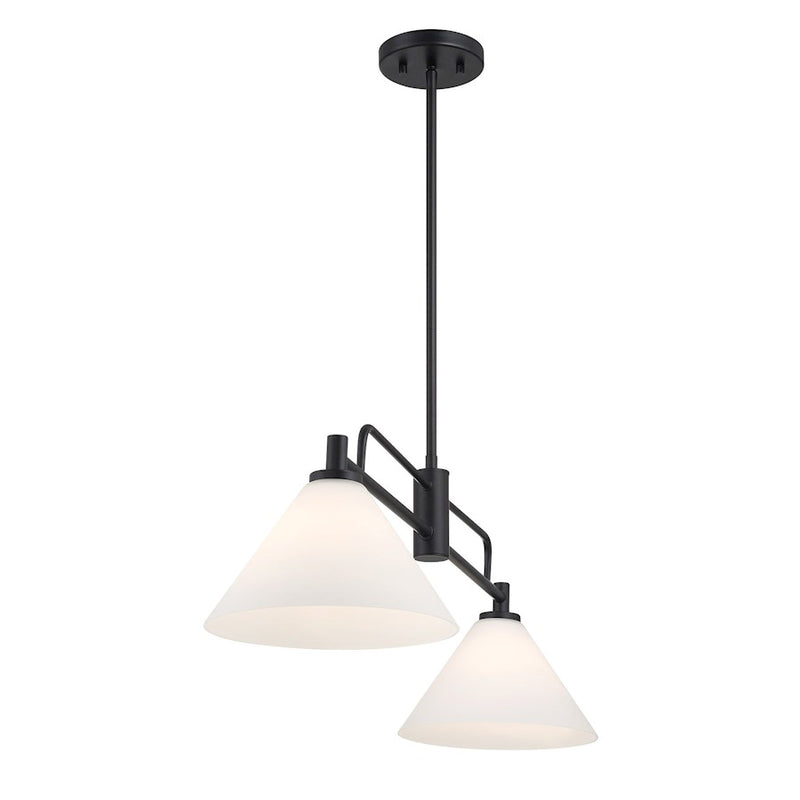 Savoy House Meridian 2Lt 10" Chandelier, Black/White Opal
