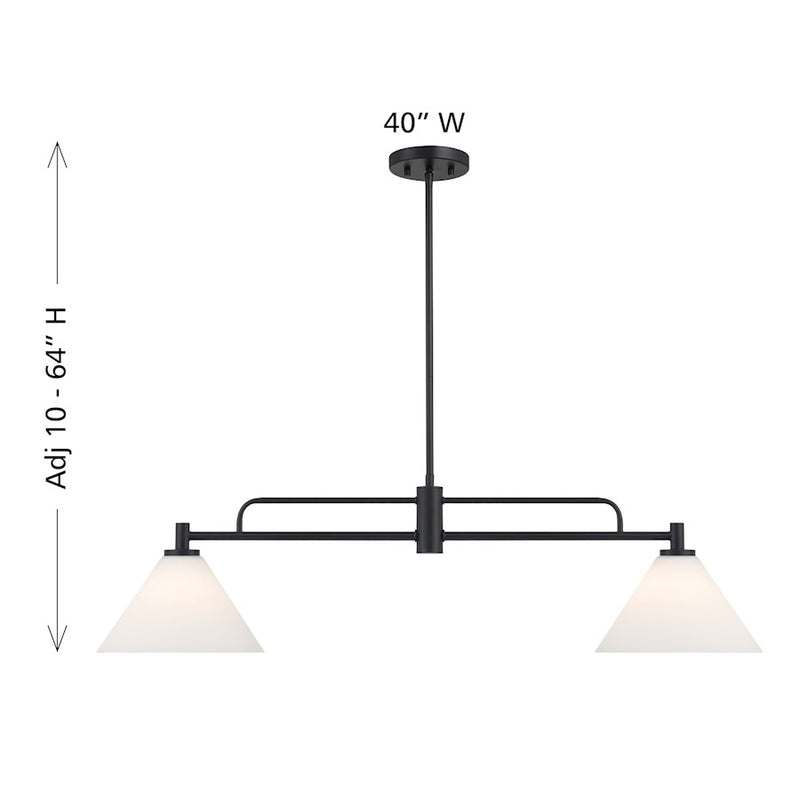 Savoy House Meridian 2Lt 10" Chandelier, Black/White Opal