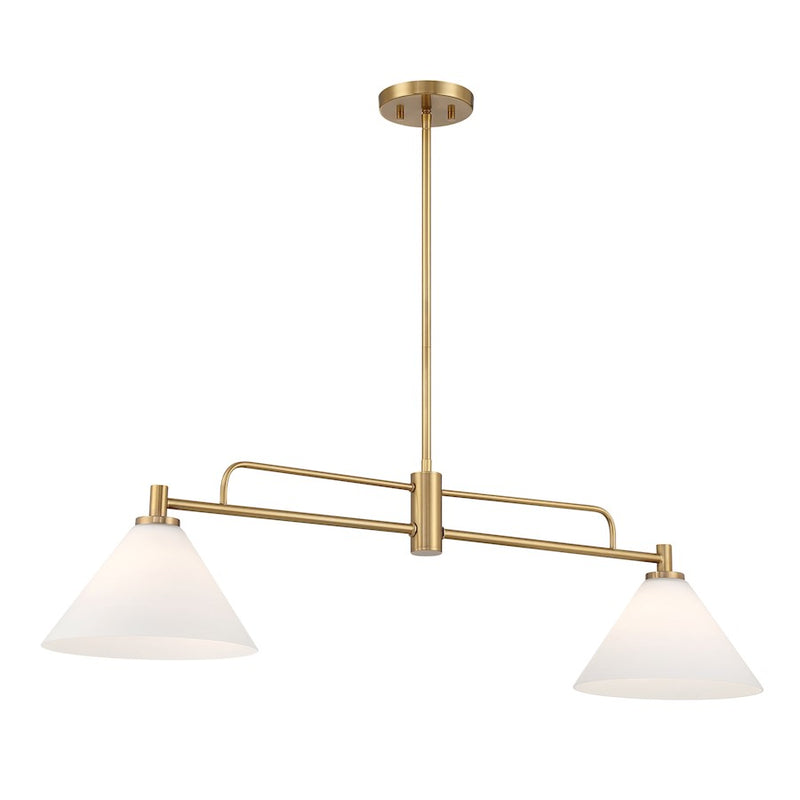 Savoy House Meridian 2Lt 10" Chandelier, Natural Brass/White Opal