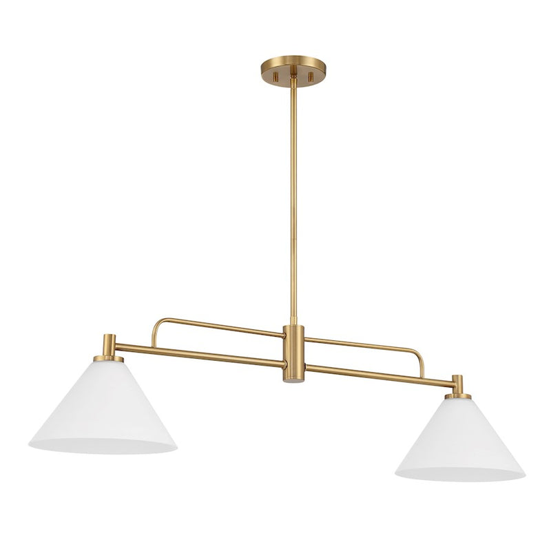 Savoy House Meridian 2Lt 10" Chandelier, Natural Brass/White Opal