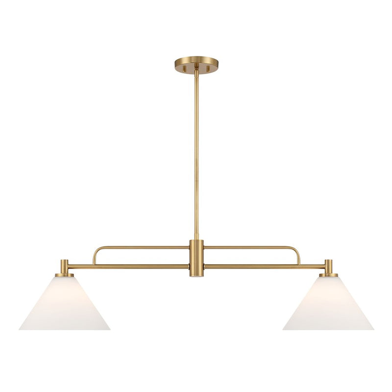 Savoy House Meridian 2Lt 10" Chandelier, Natural Brass/White Opal