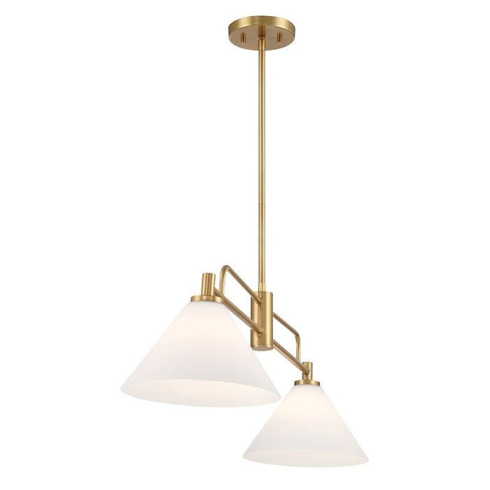 Savoy House Meridian 2Lt 10" Chandelier, Natural Brass/White Opal