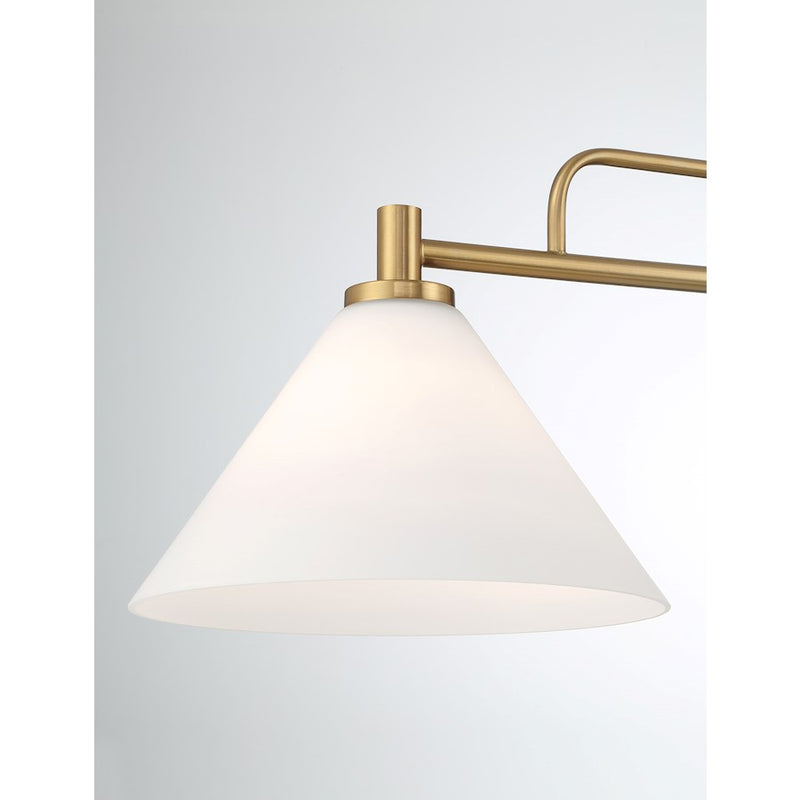 Savoy House Meridian 2Lt 10" Chandelier, Natural Brass/White Opal